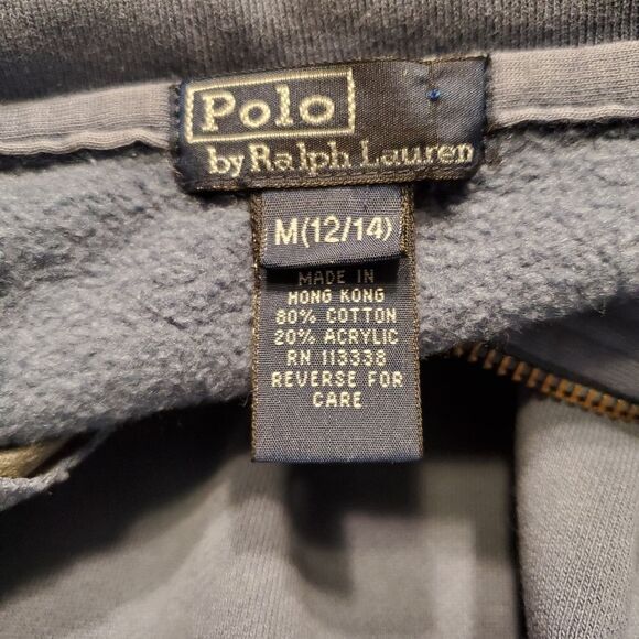 Blue Polo Quarter Zip Collared Sweatshirt in Youth Size M 12-14 - Picture 8 of 10